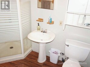 Duschwanne, Haartrockner, Handtücher, Seife