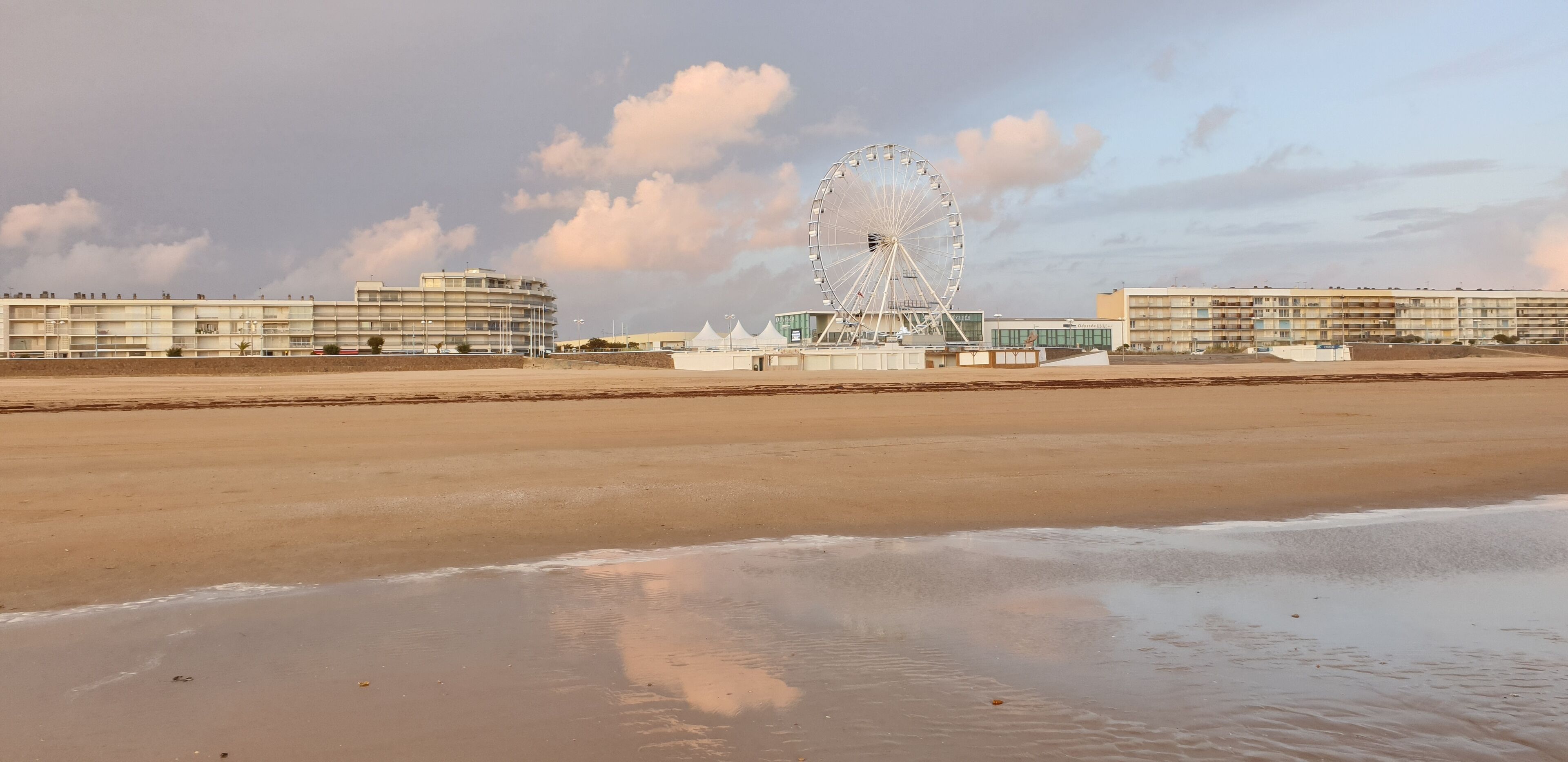 On the beach, sun-loungers, beach towels