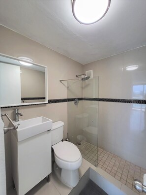 Suihkun ja ammeen yhdistelmä, hiustenkuivaaja, pyyhkeet