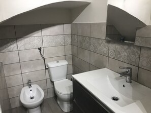 Ducha, secador de pelo, bidet, toallas