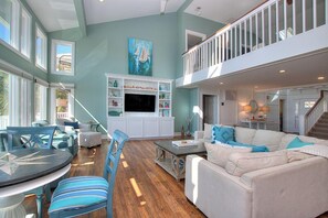 TV, DVD player, ping pong