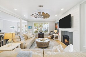 TV, fireplace, offices - Pet-Friendly Retreat w/Private Pool and Spa, Outdoor Oasis, & Prime 30A Location (Seacrest Beach West)