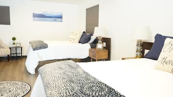 1 bedroom, blackout drapes, soundproofing, iron/ironing board