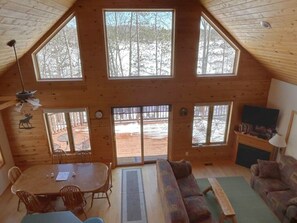 TV, fireplace, DVD player, books - Morning View chalet lake home on Pear Lake  (Trego)