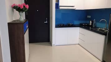 Fridge, electric kettle