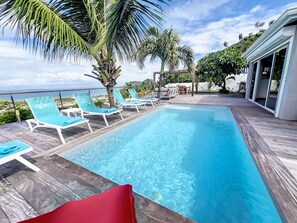 Outdoor pool, a heated pool - Villa SEA VIEW, 5' from Grand Case Beach, private pool, huge privacy (saint martin)