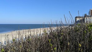 A beach with a clear sky, a sandy shore, and a few buildings in the background. - Ferienwohnung, Zemitz (Zemitz)