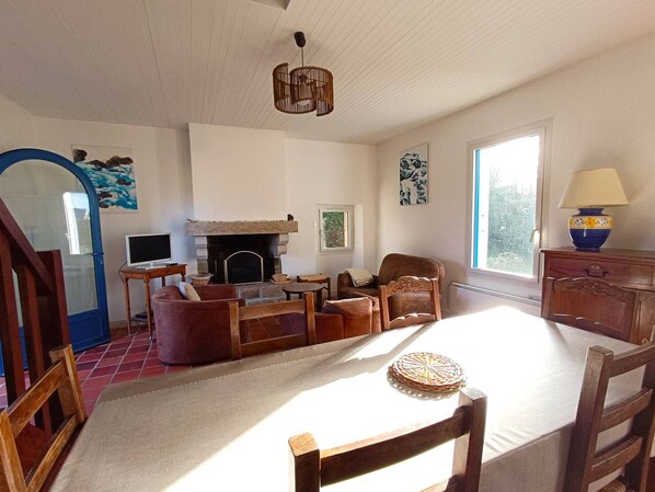 Télévision, cheminée