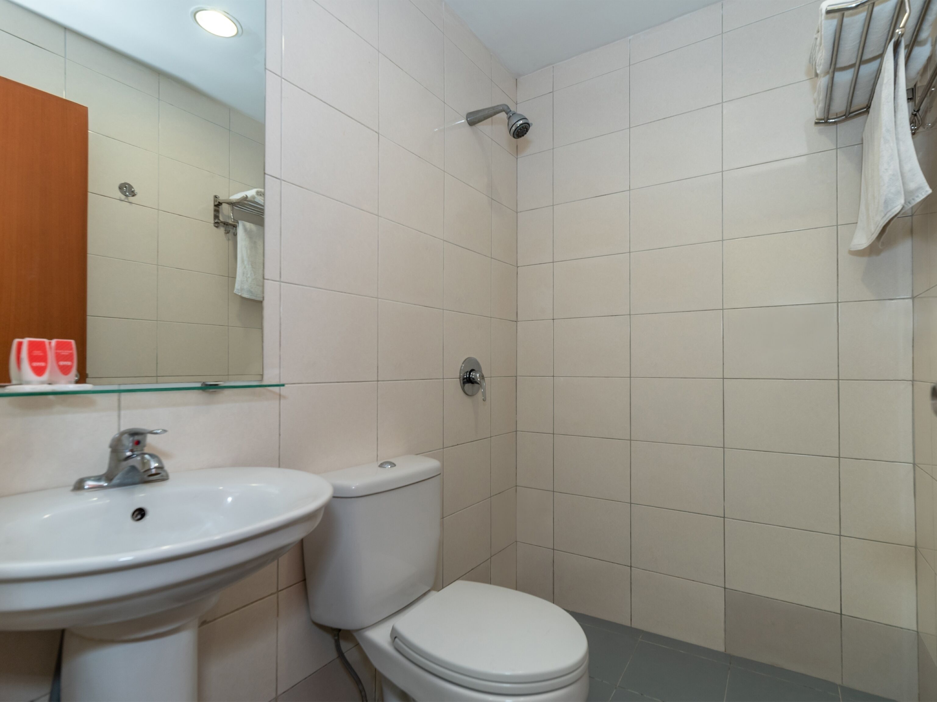 shower, rainfall showerhead, free toiletries, bidet