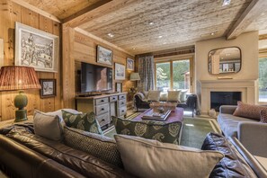 Flat-screen TV, fireplace, DVD player