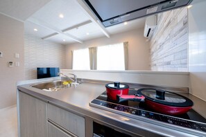 Villa, 3 Bedrooms | Private kitchen | Fridge, microwave, stovetop, electric kettle - Mt. View B (Fujikawaguchiko)