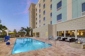 Outdoor pool, pool umbrellas