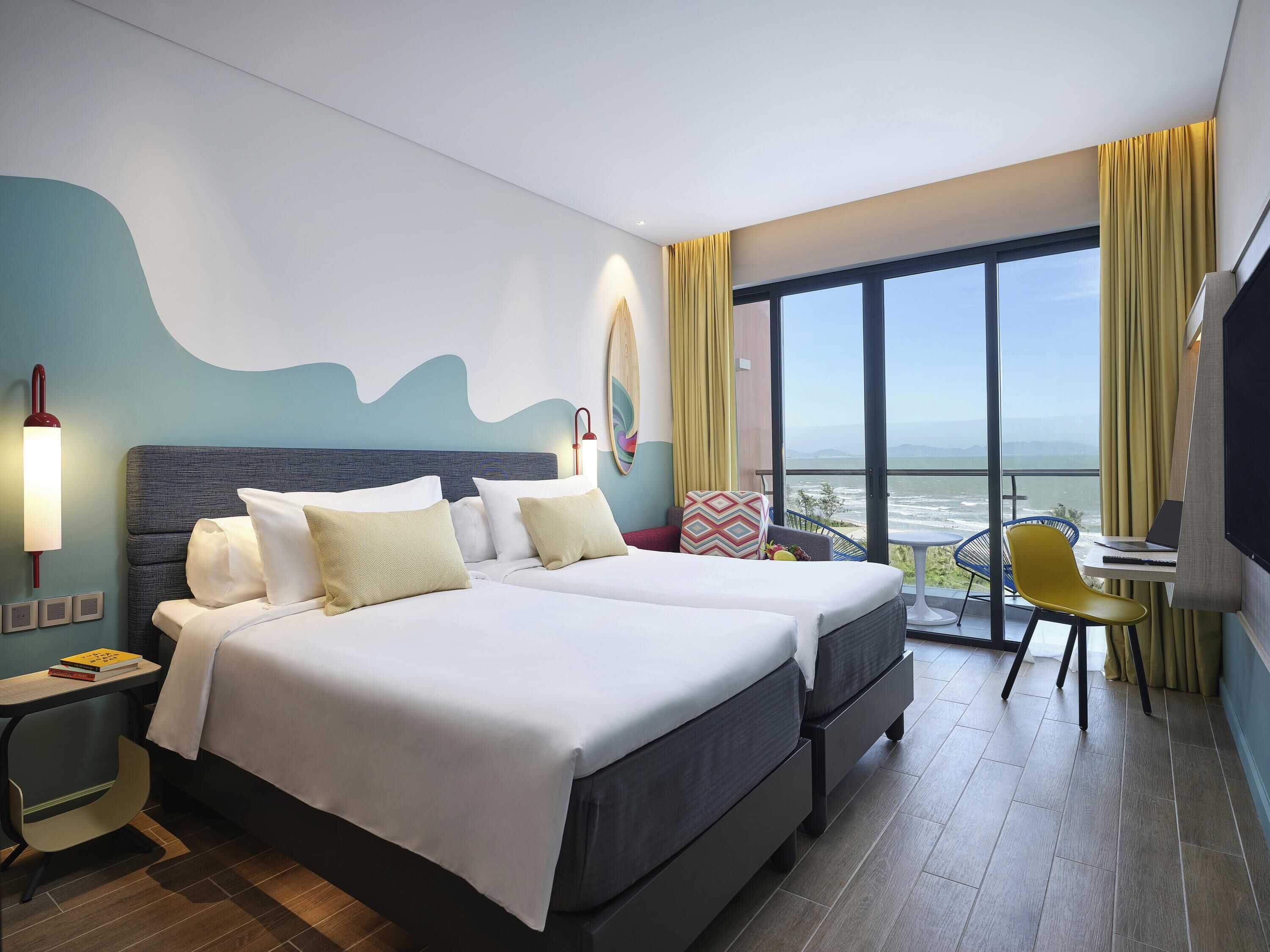Premium Room, 2 Twin Beds, Balcony, Sea View | Premium bedding, minibar, in-room safe, desk