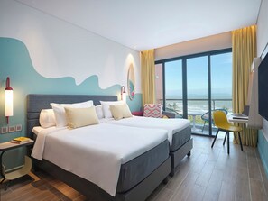 Chambre Prestige, 2 lits jumeaux, balcon, vue sur la mer | Vue sur la plage ou l’océan
