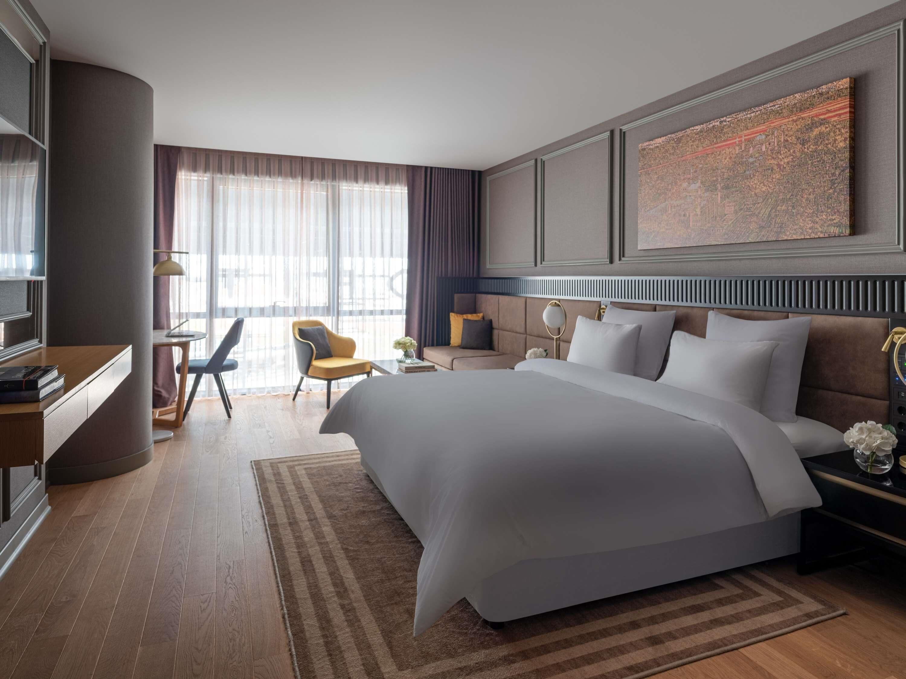 Luxury Room, King Bed, Bosphorus View | Minibar, in-room safe, desk, laptop workspace