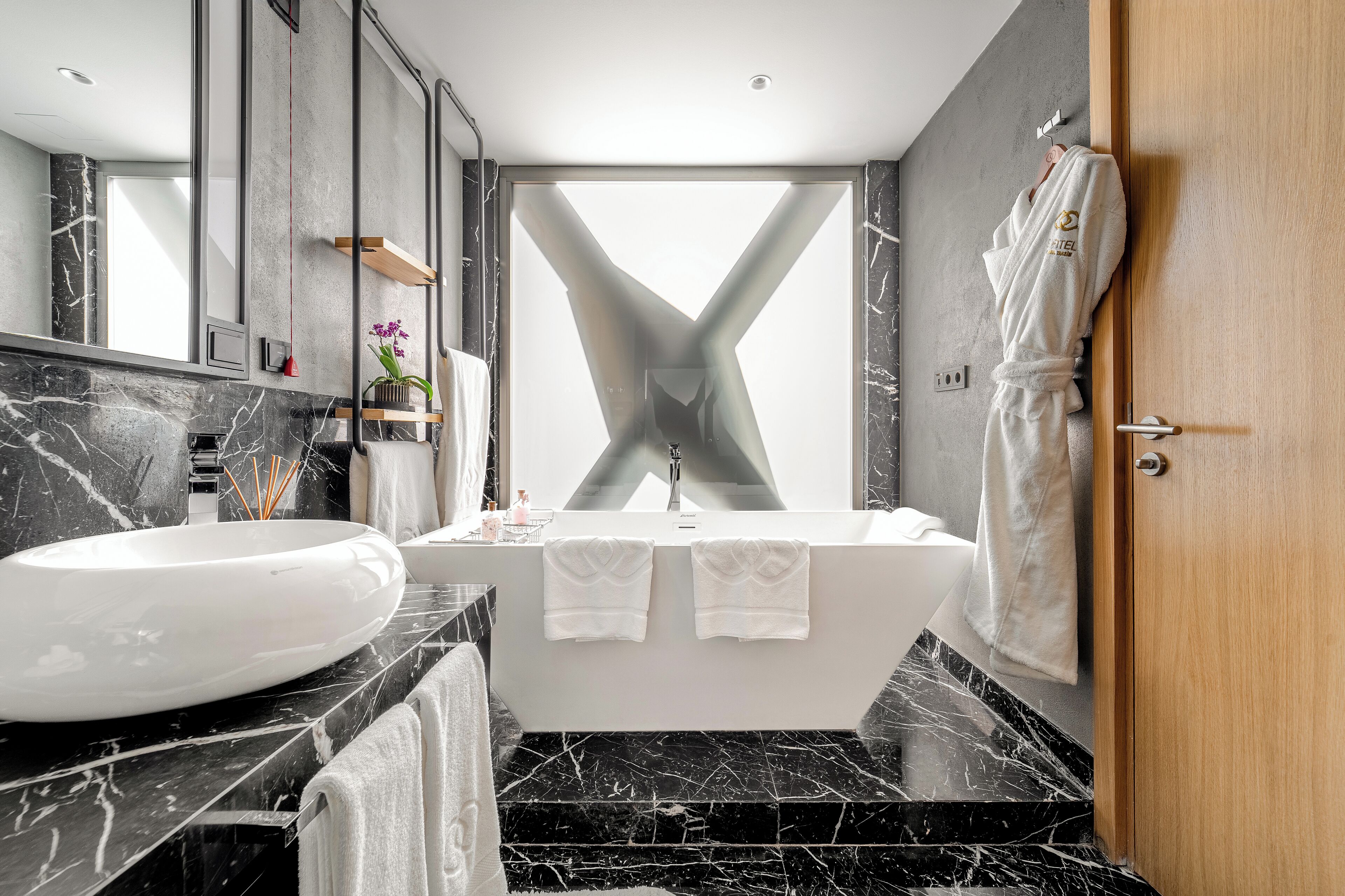 signature suite, 1 king bed (taksim sq.view, club millesime access) | bathroom | designer toiletries, hair dryer, bathrobes, slippers