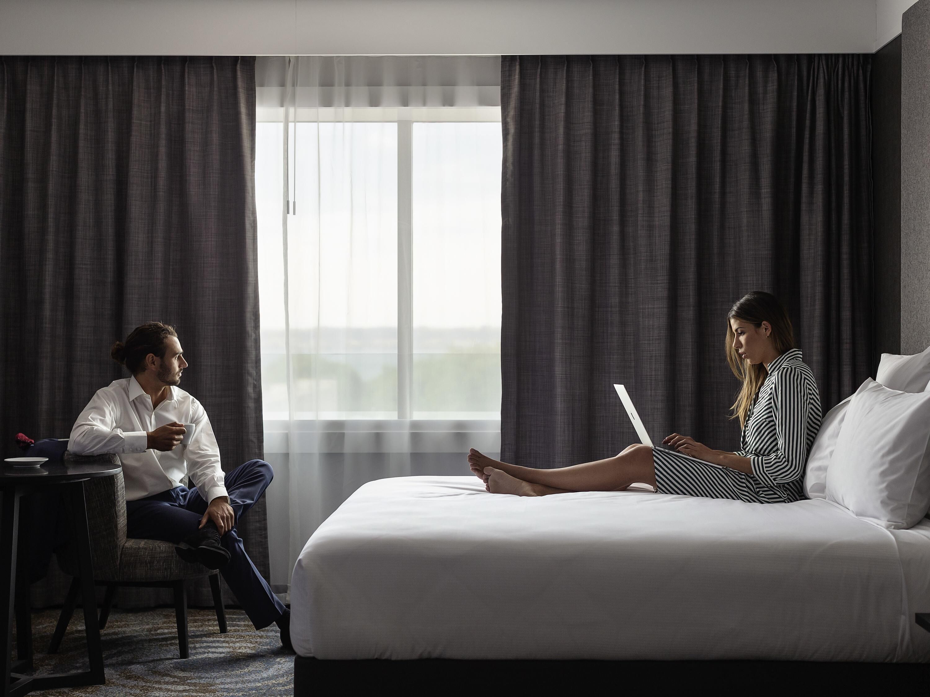 Premium bedding, down comforters, minibar, in-room safe