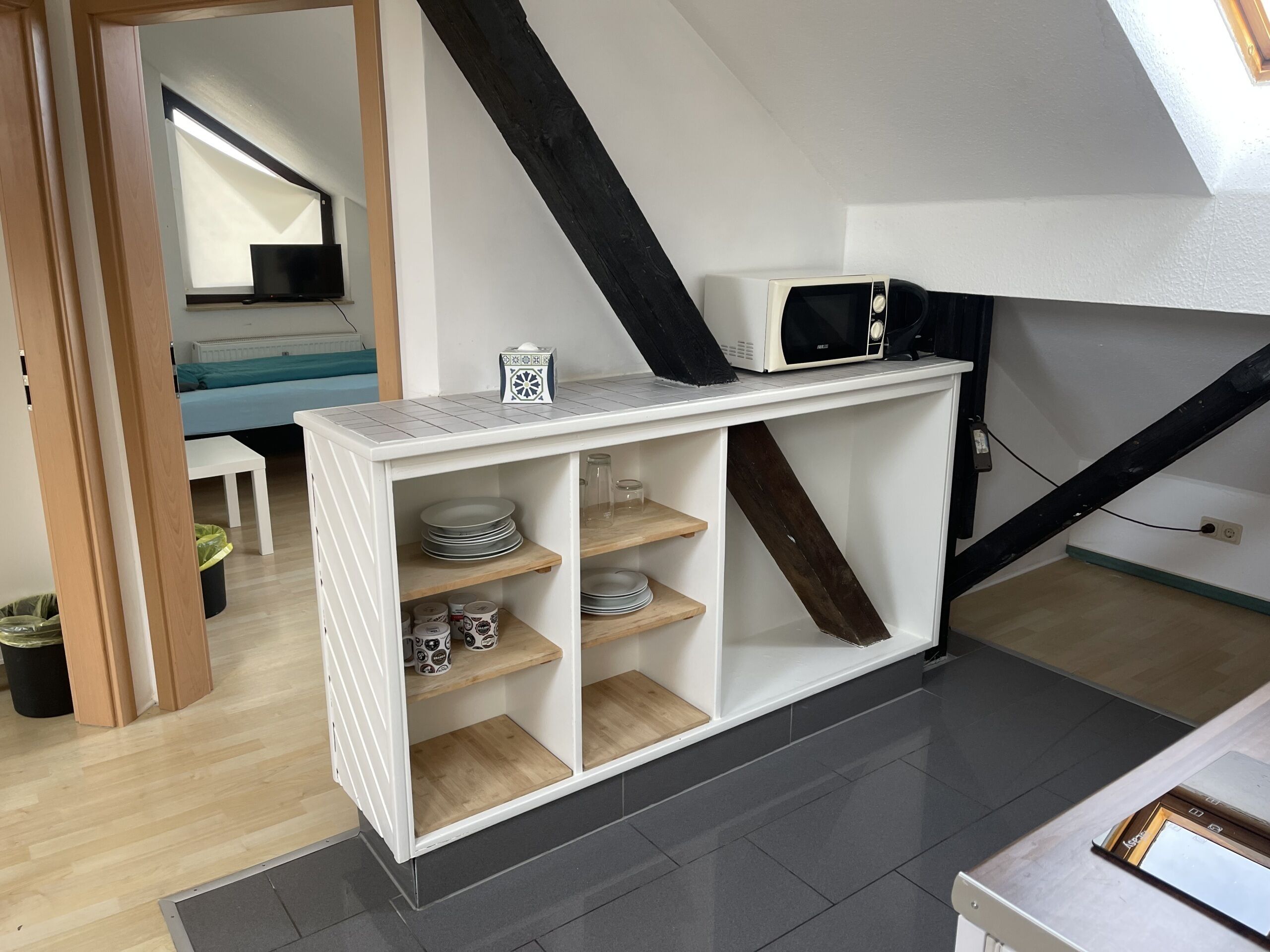 Apartemen Standar, kamar mandi pribadi (Dachgesch.2 Einzelzimmer) | Dapur pribadi