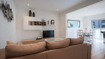 Apartment, 2 Bedrooms, Balcony, Sea View | Living area | Flat-screen TV