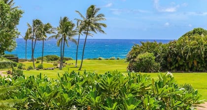 FULL OCEAN VIEWS Poipu Beach House, LOVELY lanai and A/C