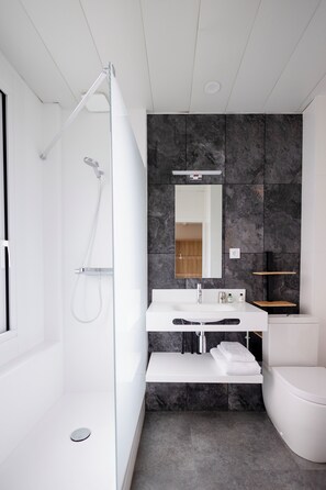 Habitación individual, vistas a la montaña | Baño | Artículos de higiene personal gratuitos, secador de pelo y toallas