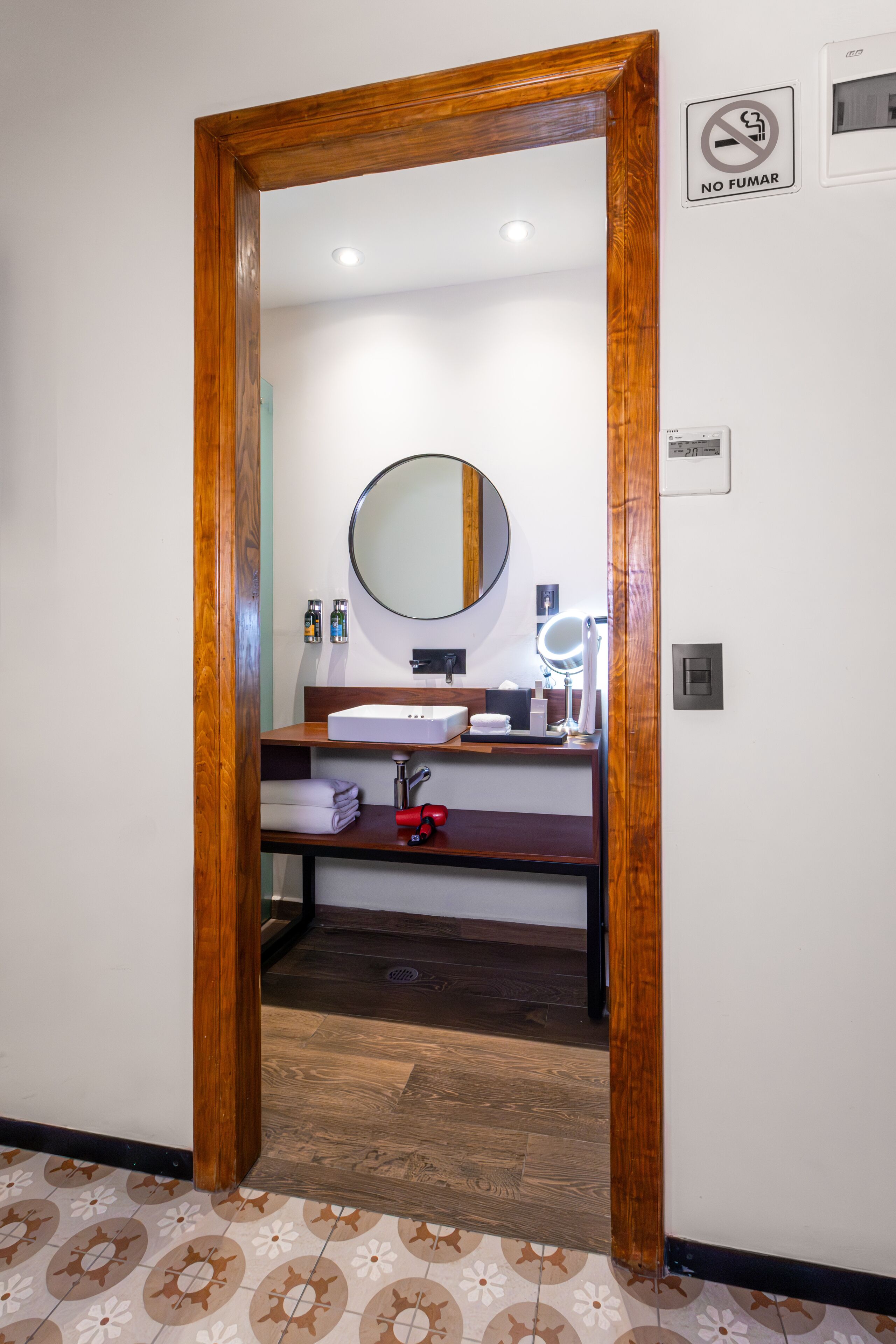 standard room 1 queen bed | bathroom | shower, rainfall showerhead, free toiletries, hair dryer