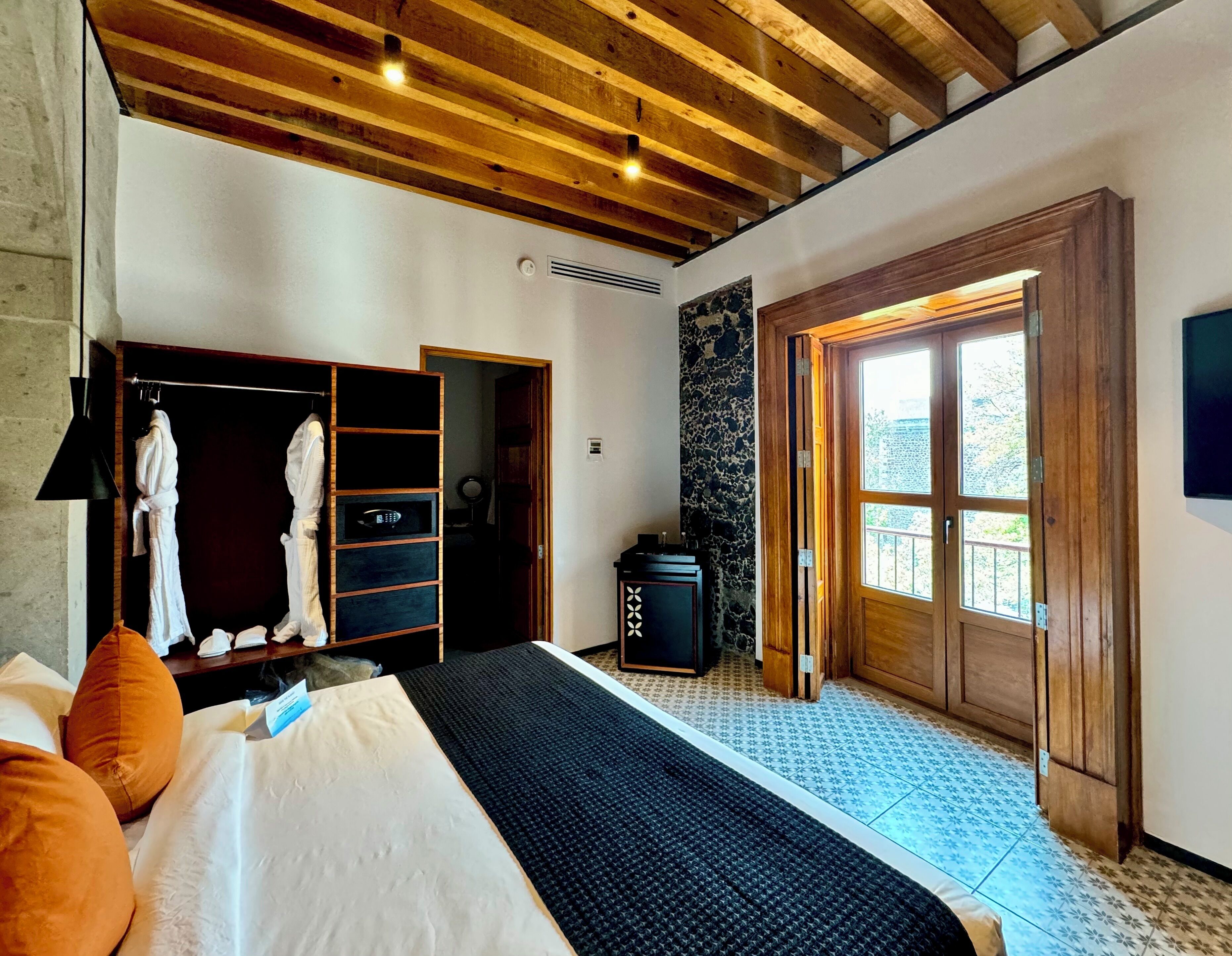 superior room 1 king bed | bathroom | shower, rainfall showerhead, free toiletries, hair dryer