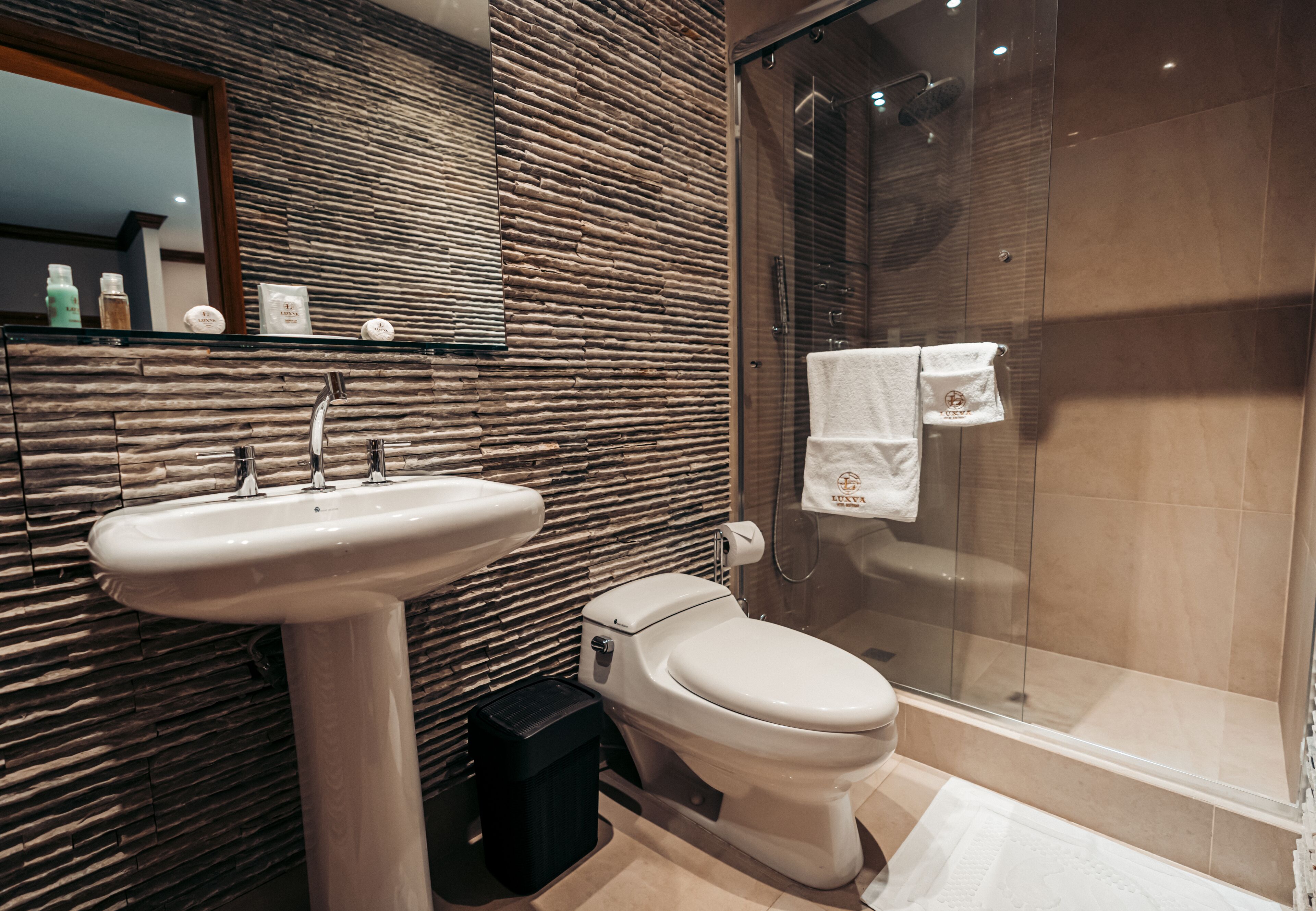 deluxe single room | bathroom | shower, rainfall showerhead, hair dryer, bidet