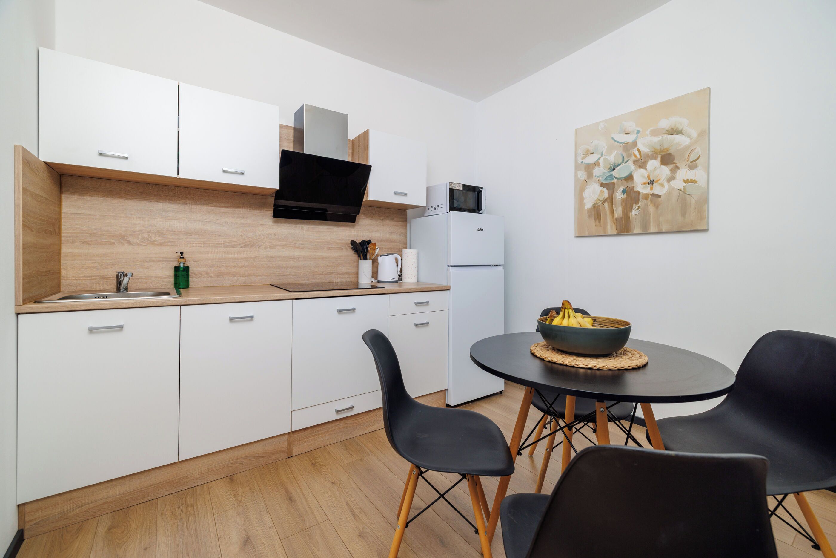 Apartment (A1) | Eigene Küche | Kühlschrank, Mikrowelle, Herdplatte, Espressomaschine