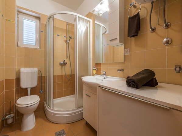 Appartement (A1) | Salle de bain | Douche, serviettes fournies