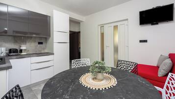 Apartment (A2) | Private kitchen | Fridge, stovetop, espresso maker, electric kettle