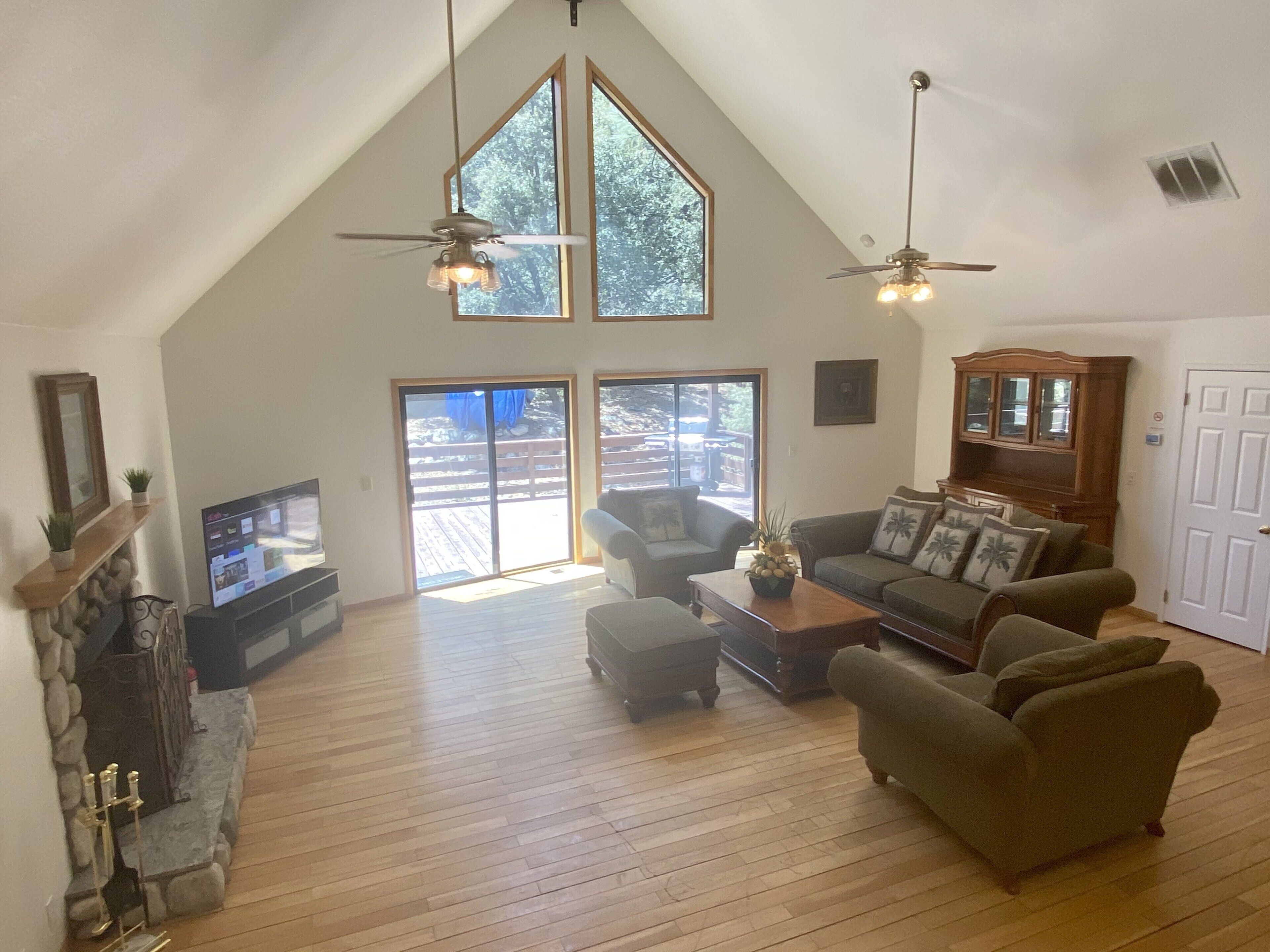 Smart TV, fireplace, DVD player, stereo