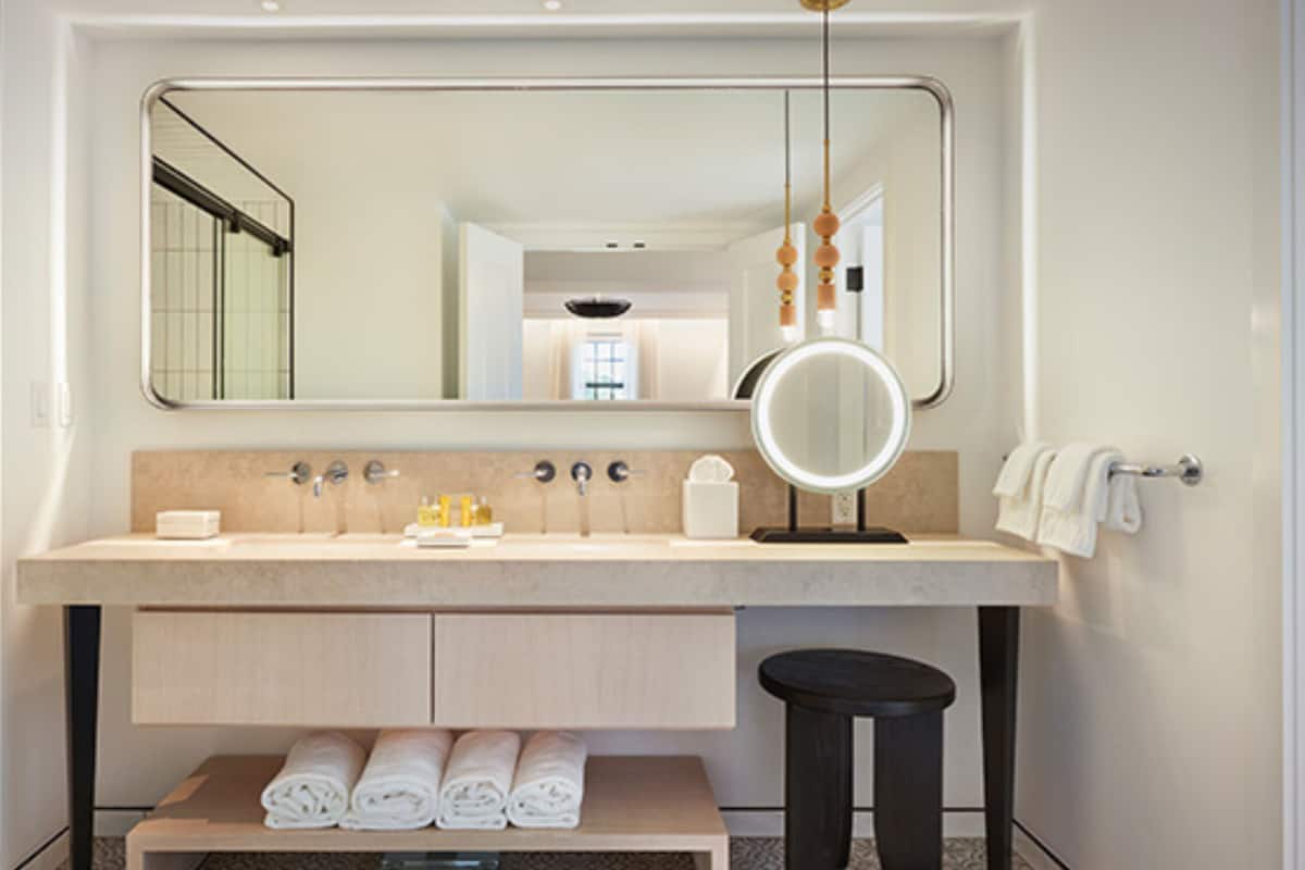 shower, rainfall showerhead, designer toiletries, hair dryer