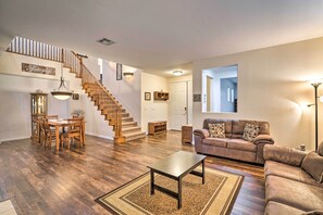 TV, fireplace, video games, DVD player