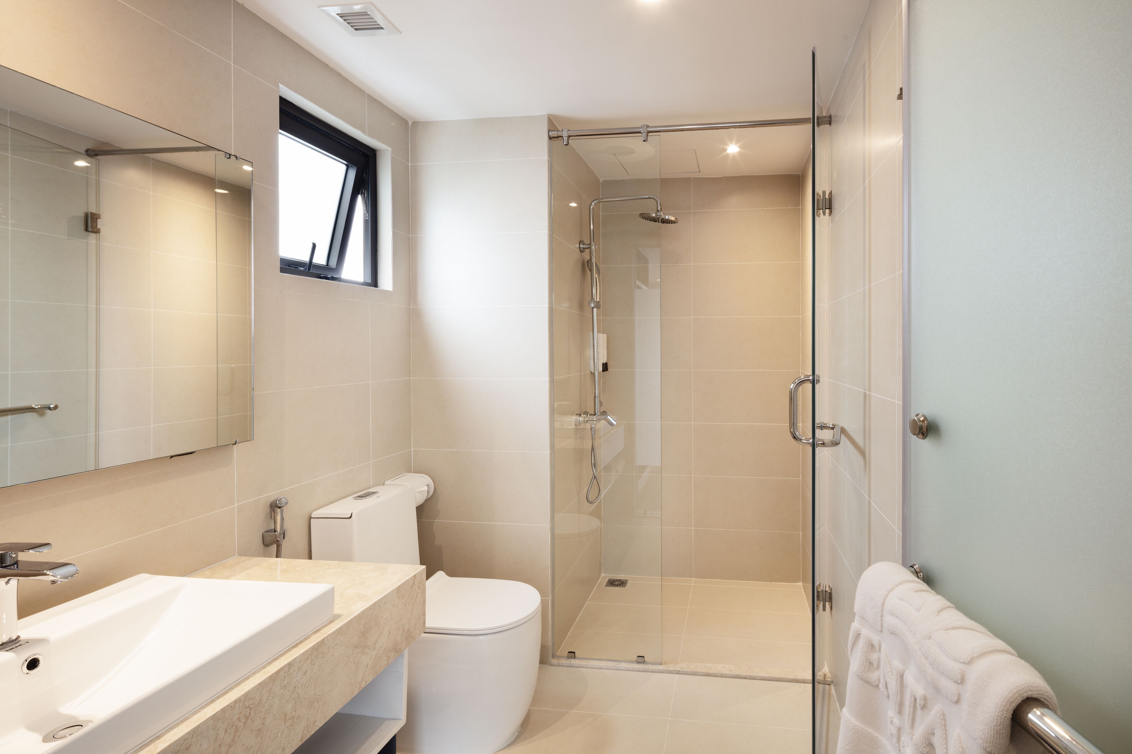 free toiletries, hair dryer, bathrobes, slippers