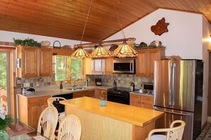 Microwave, dishwasher, coffee/tea maker, cookware/dishes/utensils