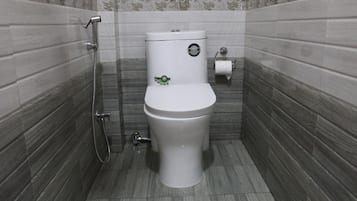 Shower, slippers, towels
