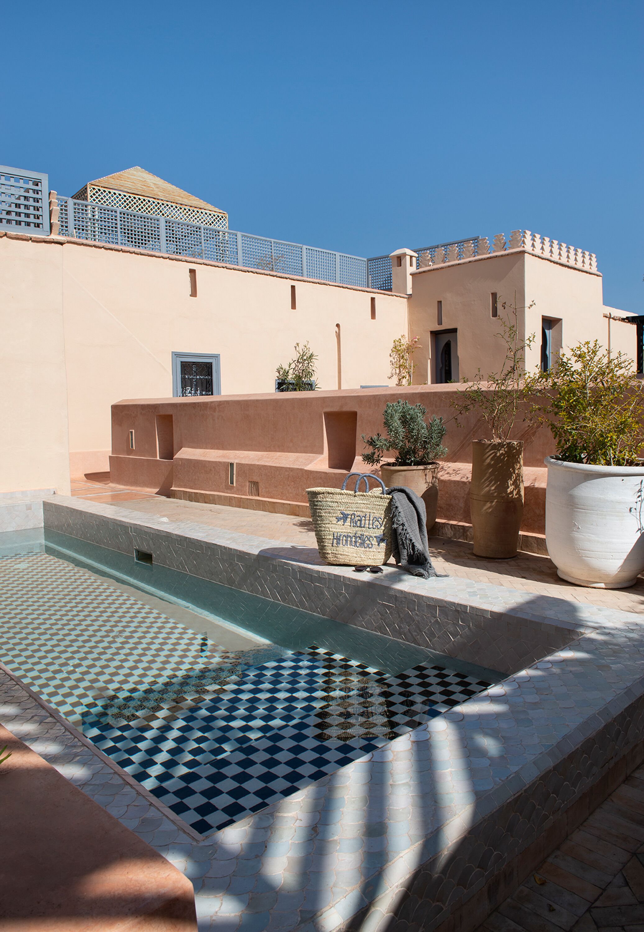 Outdoor pool, pool umbrellas, pool loungers