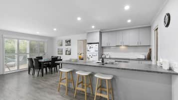 Fridge, microwave, dishwasher