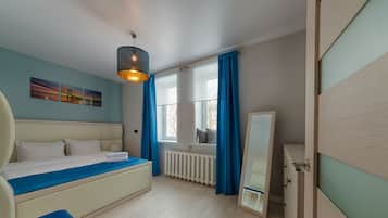 Deluxe-huoneisto | 1 makuuhuone, silitysrauta/-lauta, ilmainen Wi-Fi, vuodevaatteet