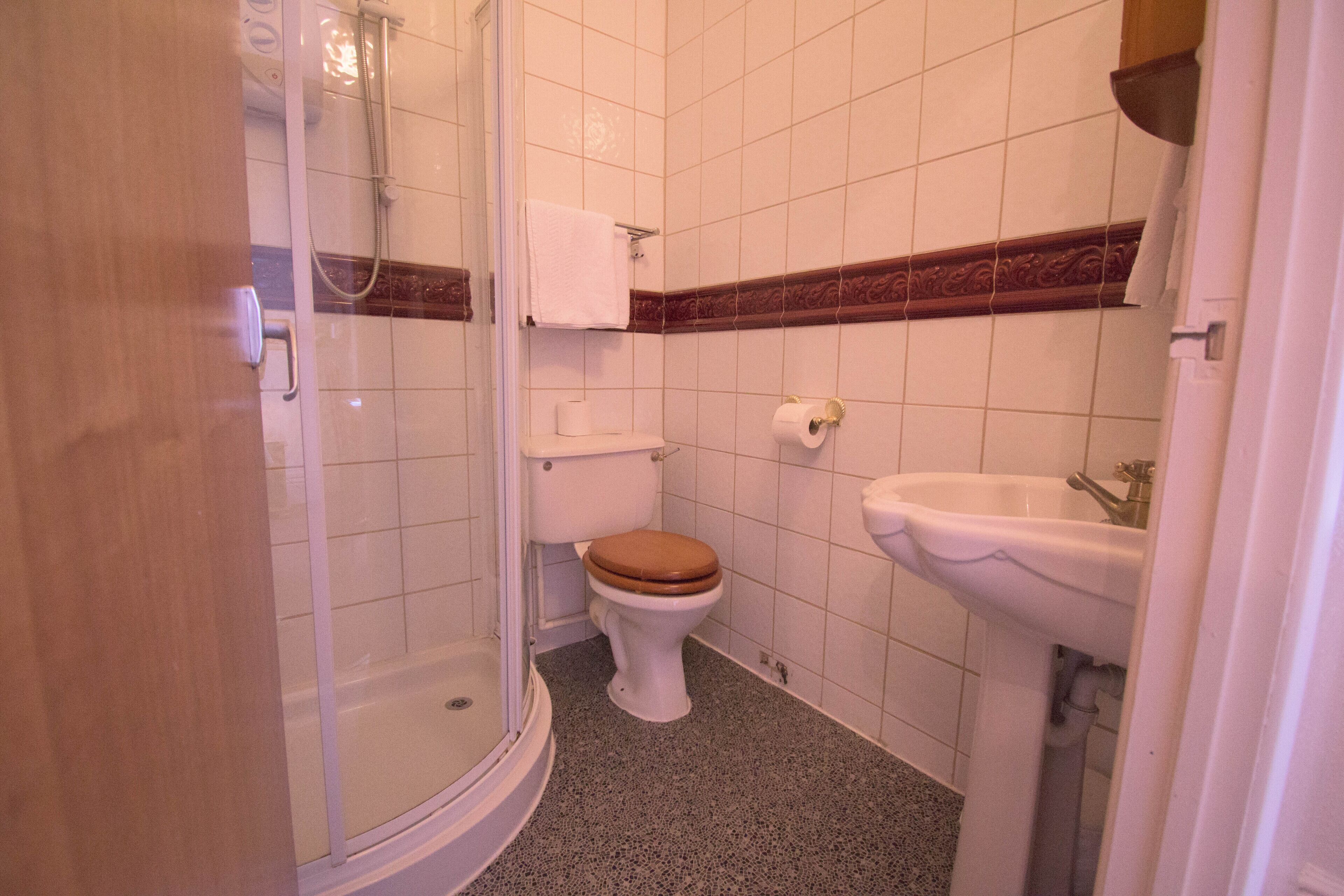 standard family room (sleeps 3) | bathroom | shower, free toiletries, hair dryer, towels