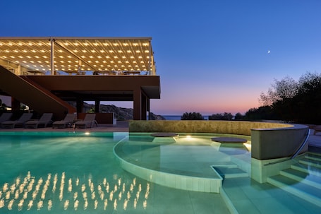 Indoor pool, 5 outdoor pools, open 10:30 AM to 6:30 PM, pool umbrellas. Atlantica Mikri Poli Crete