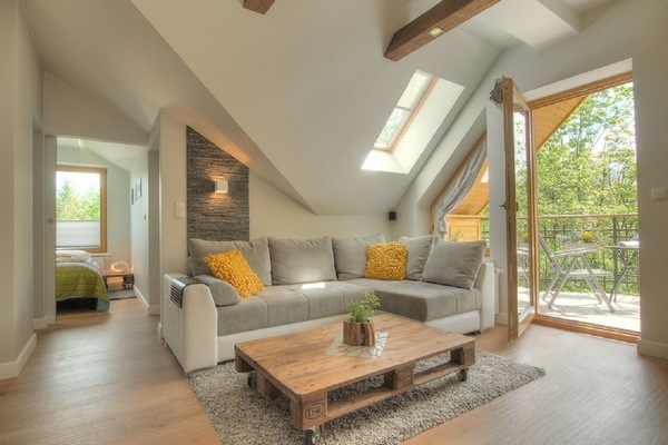 Apartment (Szafran) | Living area | Flat-screen TV