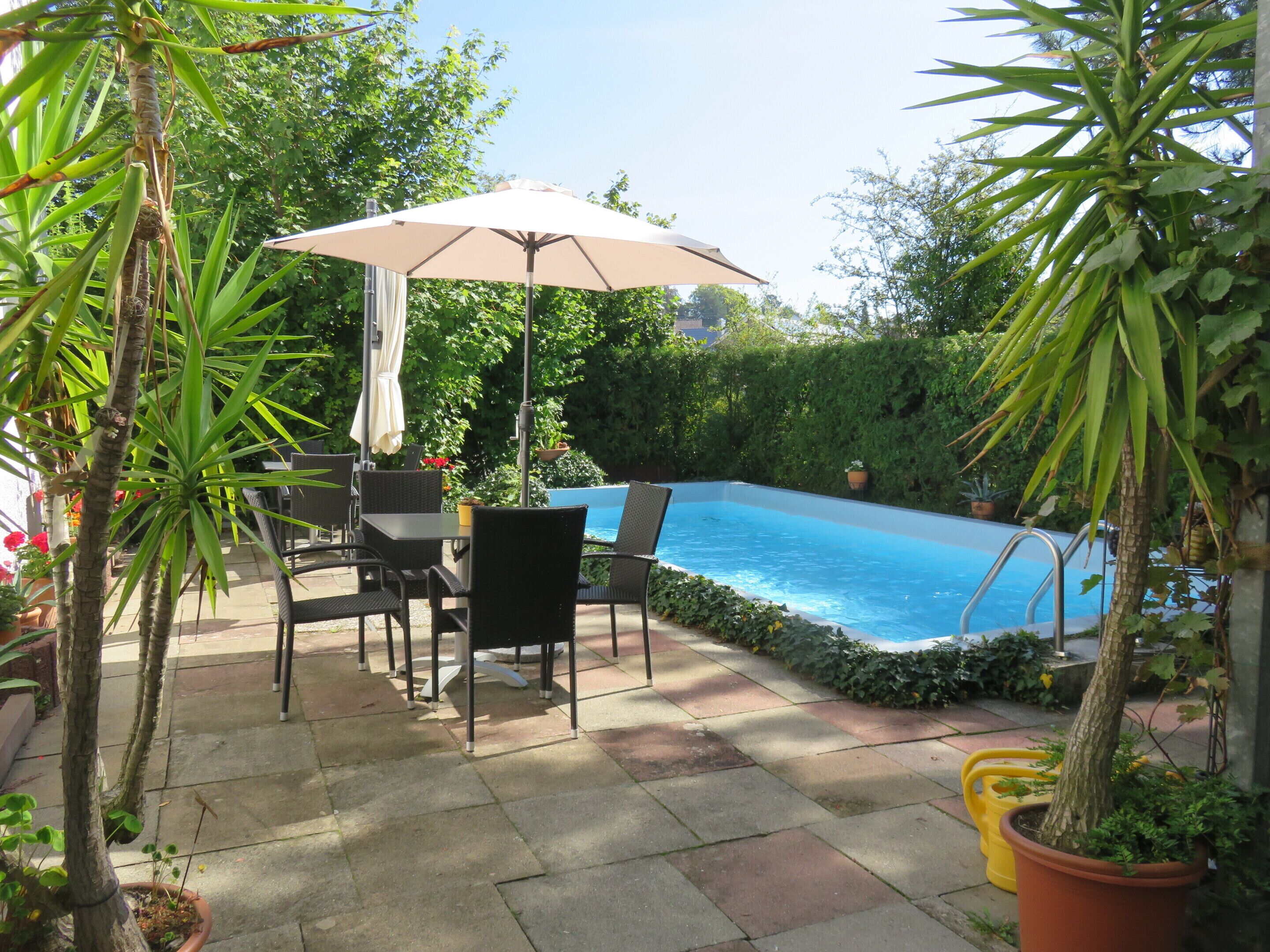 Outdoor pool, pool loungers