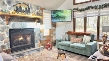 Smart TV, chimenea, videojuegos y libros