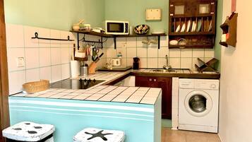 Frigorífico, microondas, horno y placa de cocina