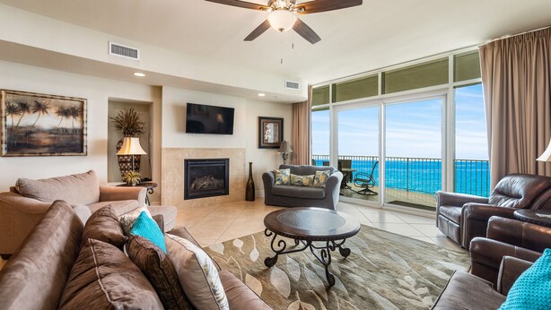 TV, fireplace - Gulf-front Three Bedroom - Tpc1402 (Orange Beach)