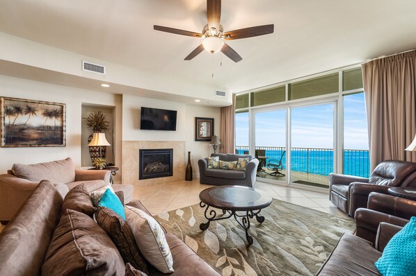 TV, fireplace, MP3 dock