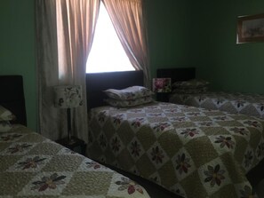 Desk, blackout curtains, free WiFi, bed sheets