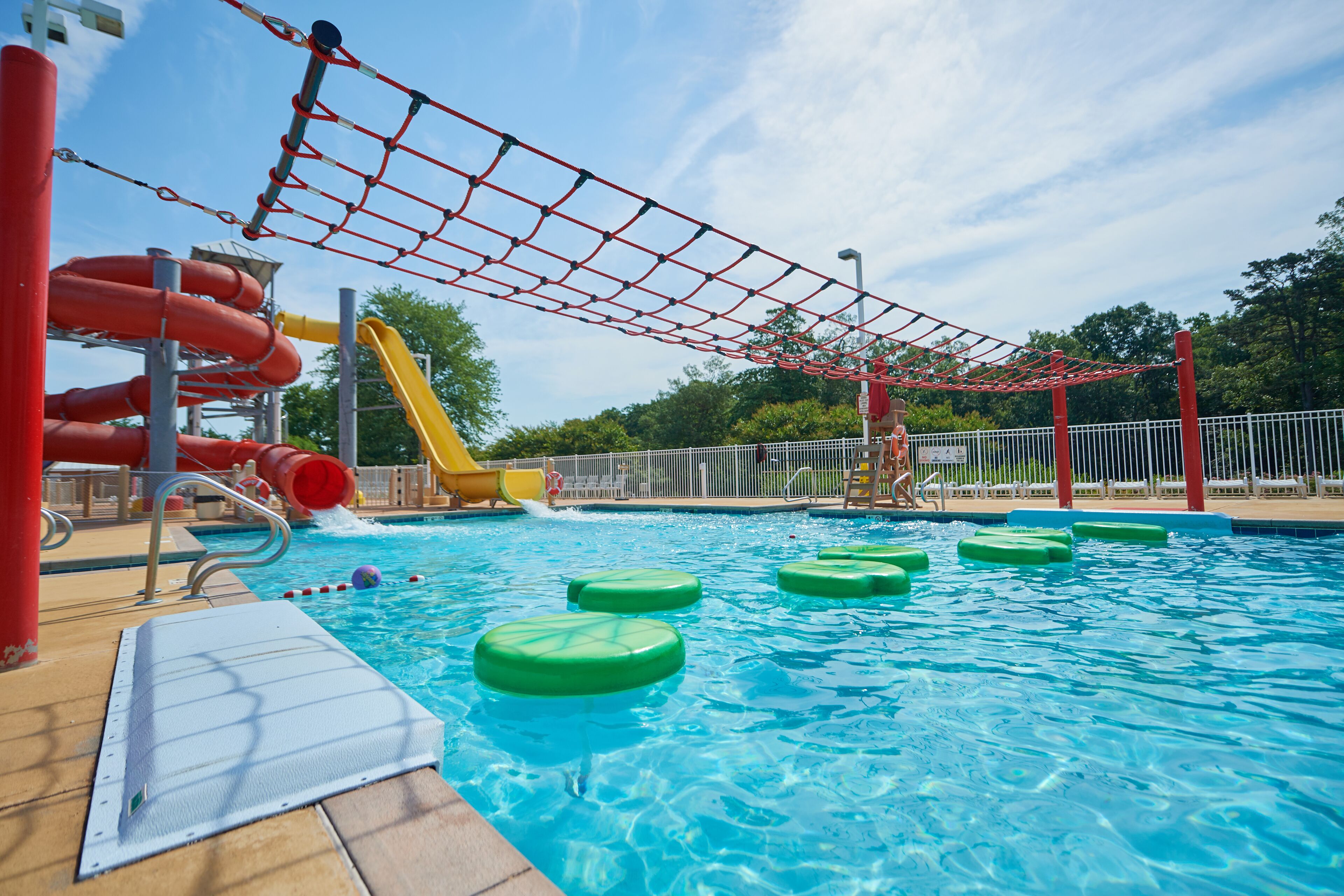 Seasonal outdoor pool, sun loungers